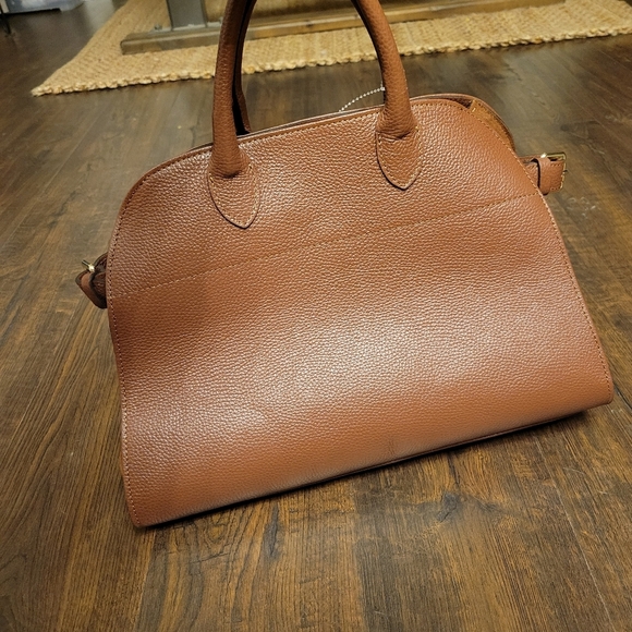 DIVINA FIRENZE Tote Bag Purse Satchel Viral Margaux Style Leather Chocolate - Picture 1 of 8